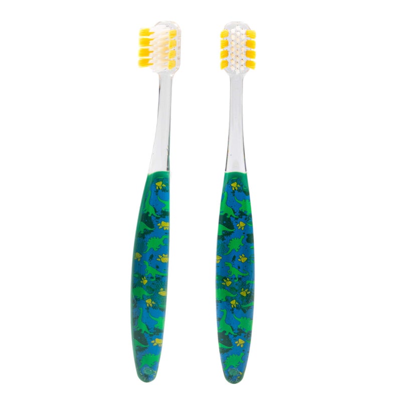 Ooak,Manual Kids Toothbrush, Tapered V++Max Soft Bristles, 2 Pack - Dinosaur - Image 2